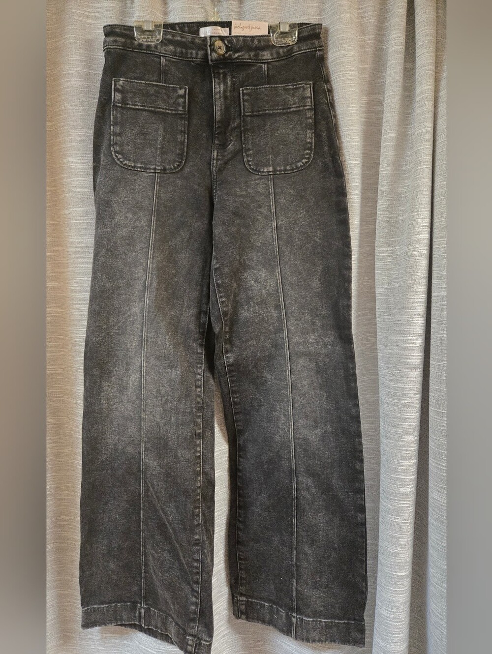 LC Lauren Conrad Black Washed Super High Wide-Leg Jeans